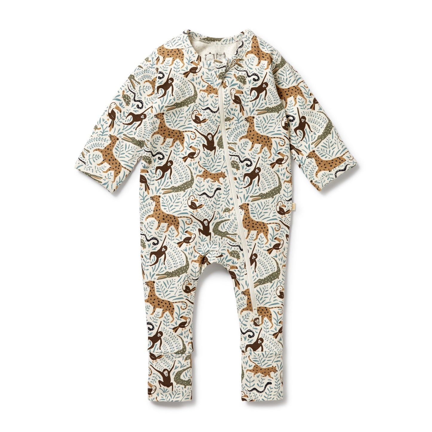 W&F Mini Jungle Organic Zipsuit with Feet