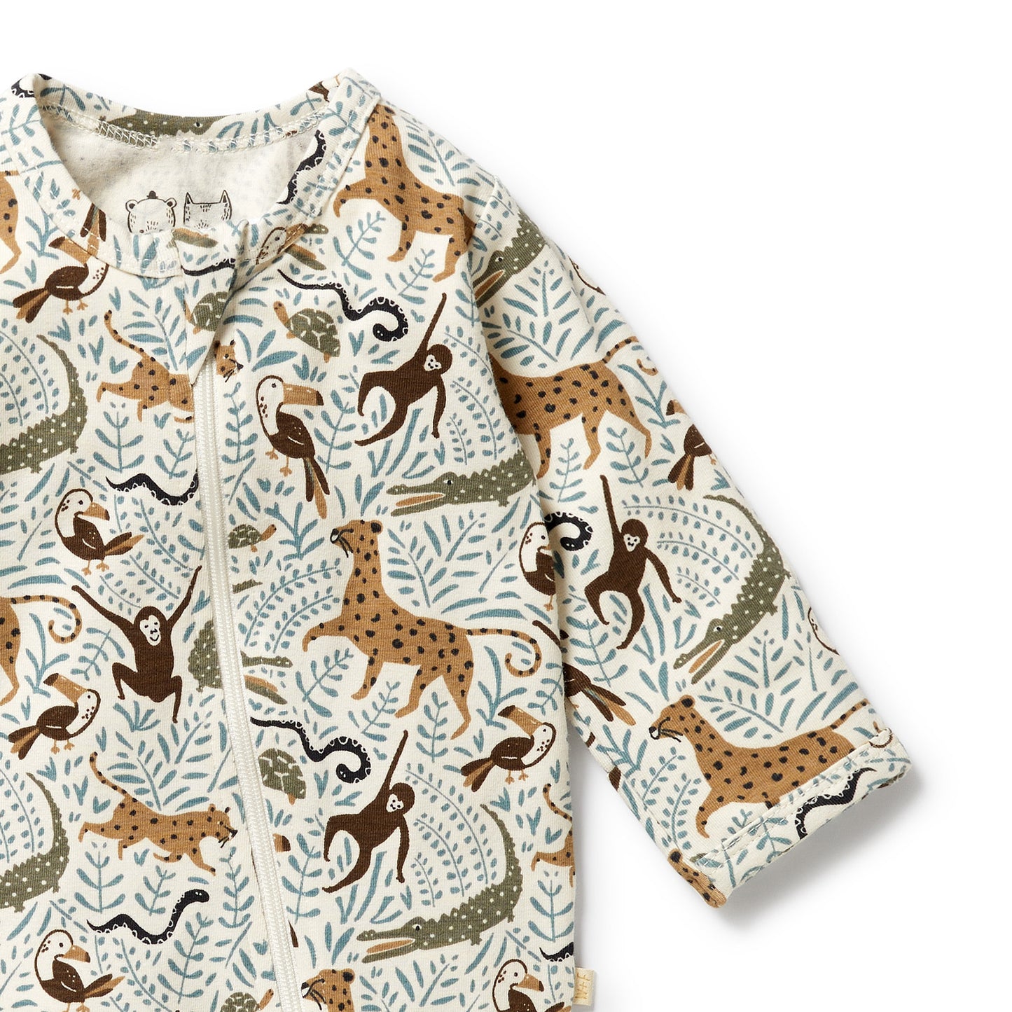 W&F Mini Jungle Organic Zipsuit with Feet