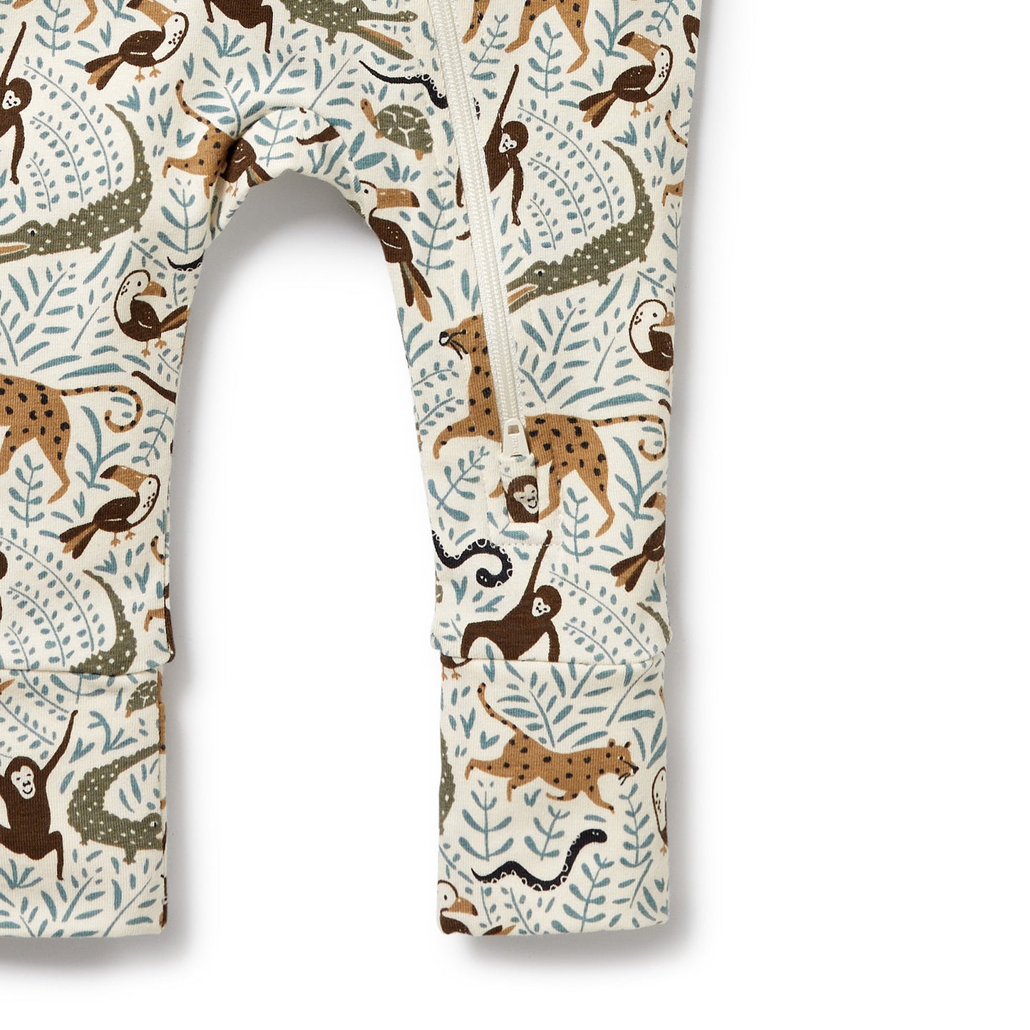 W&F Mini Jungle Organic Zipsuit with Feet