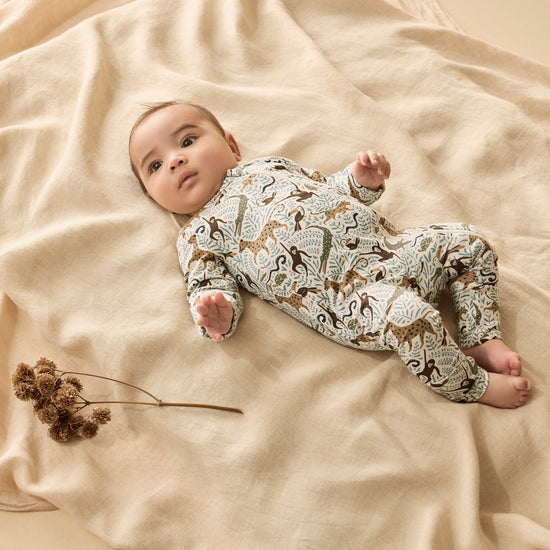 W&F Mini Jungle Organic Zipsuit with Feet