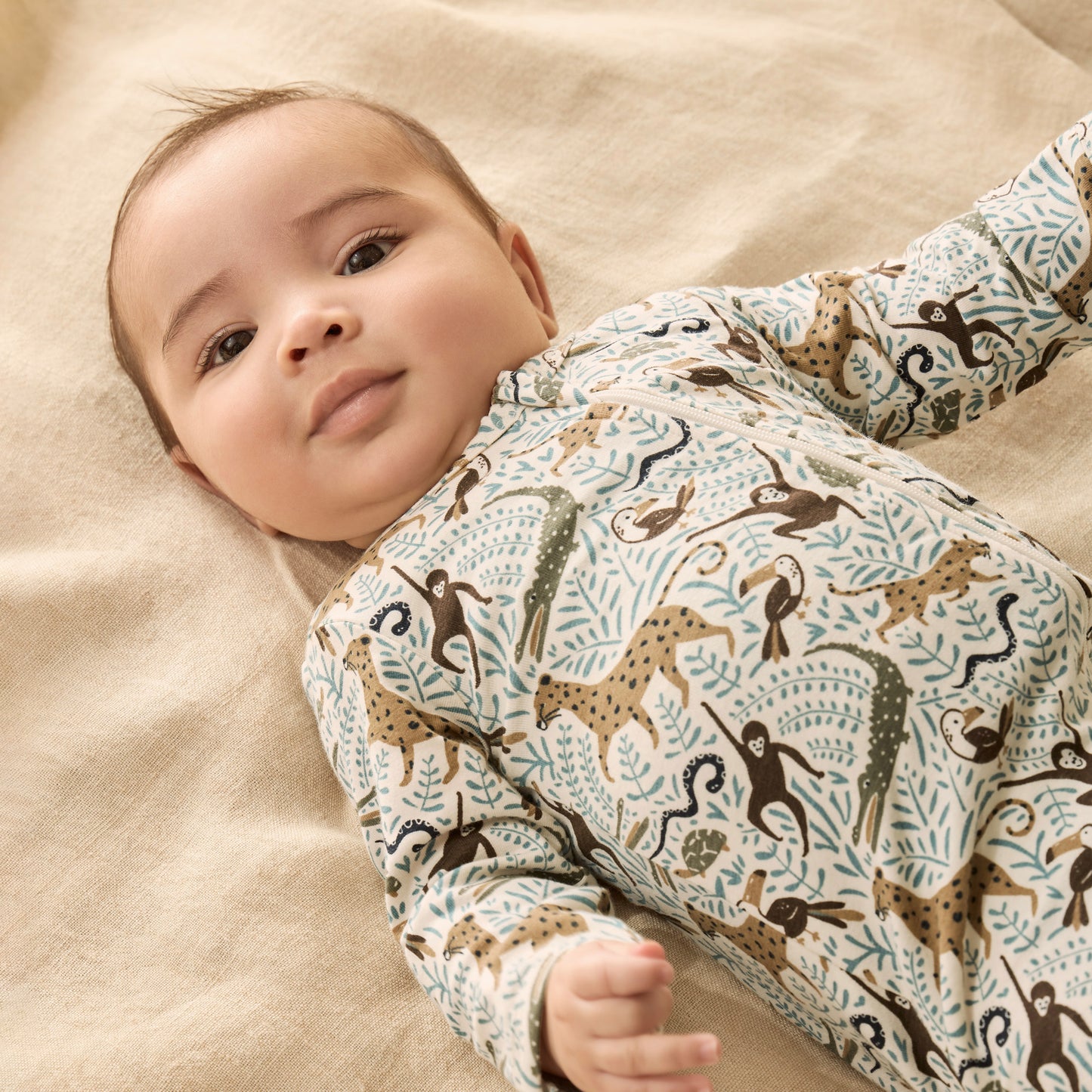 W&F Mini Jungle Organic Zipsuit with Feet