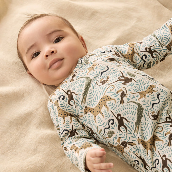 W&F Mini Jungle Organic Zipsuit with Feet