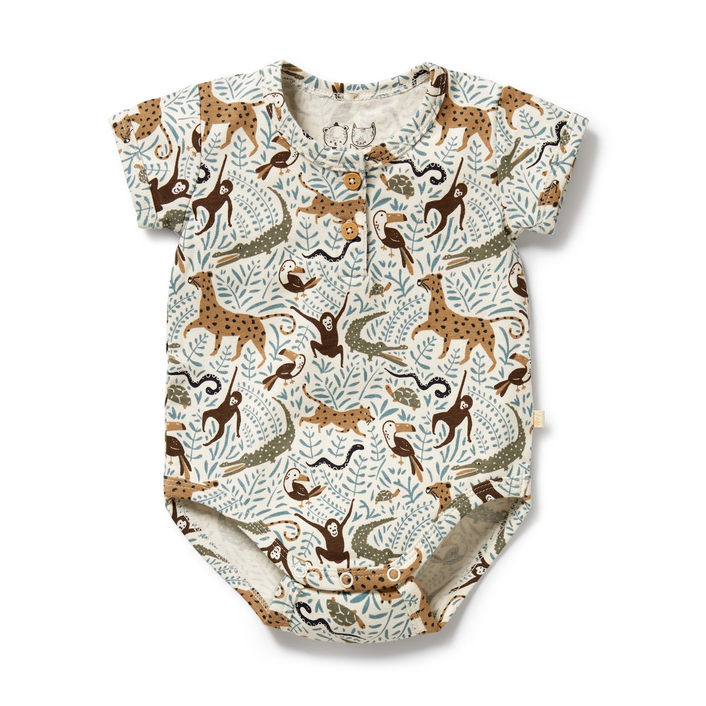W&F Mini Jungle Organic Henley Bodysuit