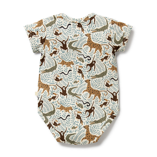 W&F Mini Jungle Organic Henley Bodysuit