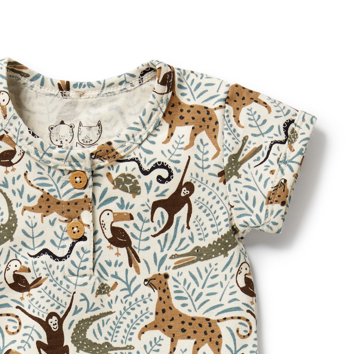 W&F Mini Jungle Organic Henley Bodysuit