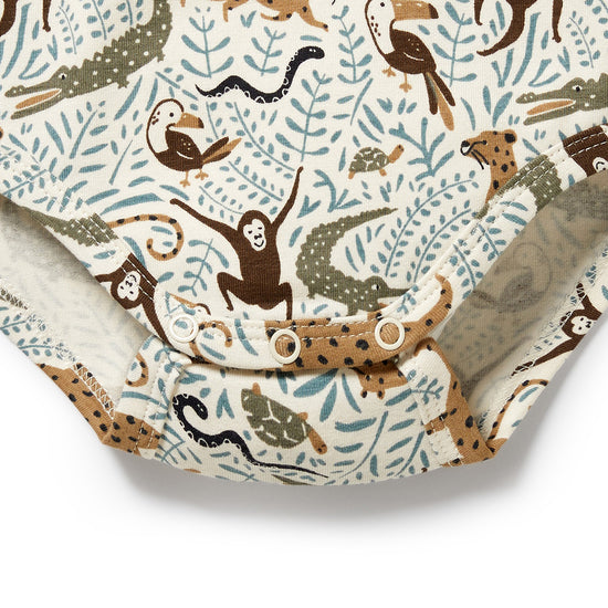 W&F Mini Jungle Organic Henley Bodysuit