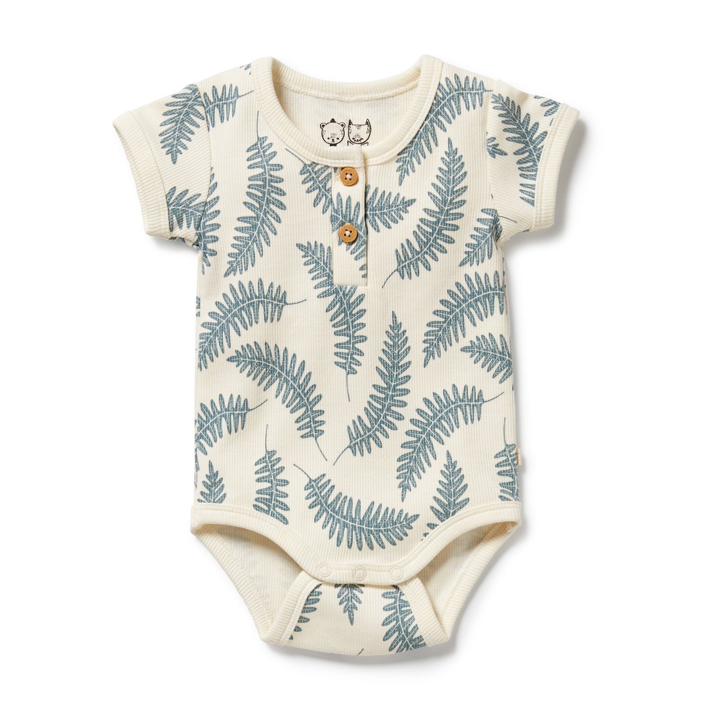 W&F Little Fronds Organic Henley Bodysuit