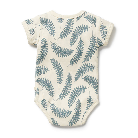 W&F Little Fronds Organic Henley Bodysuit