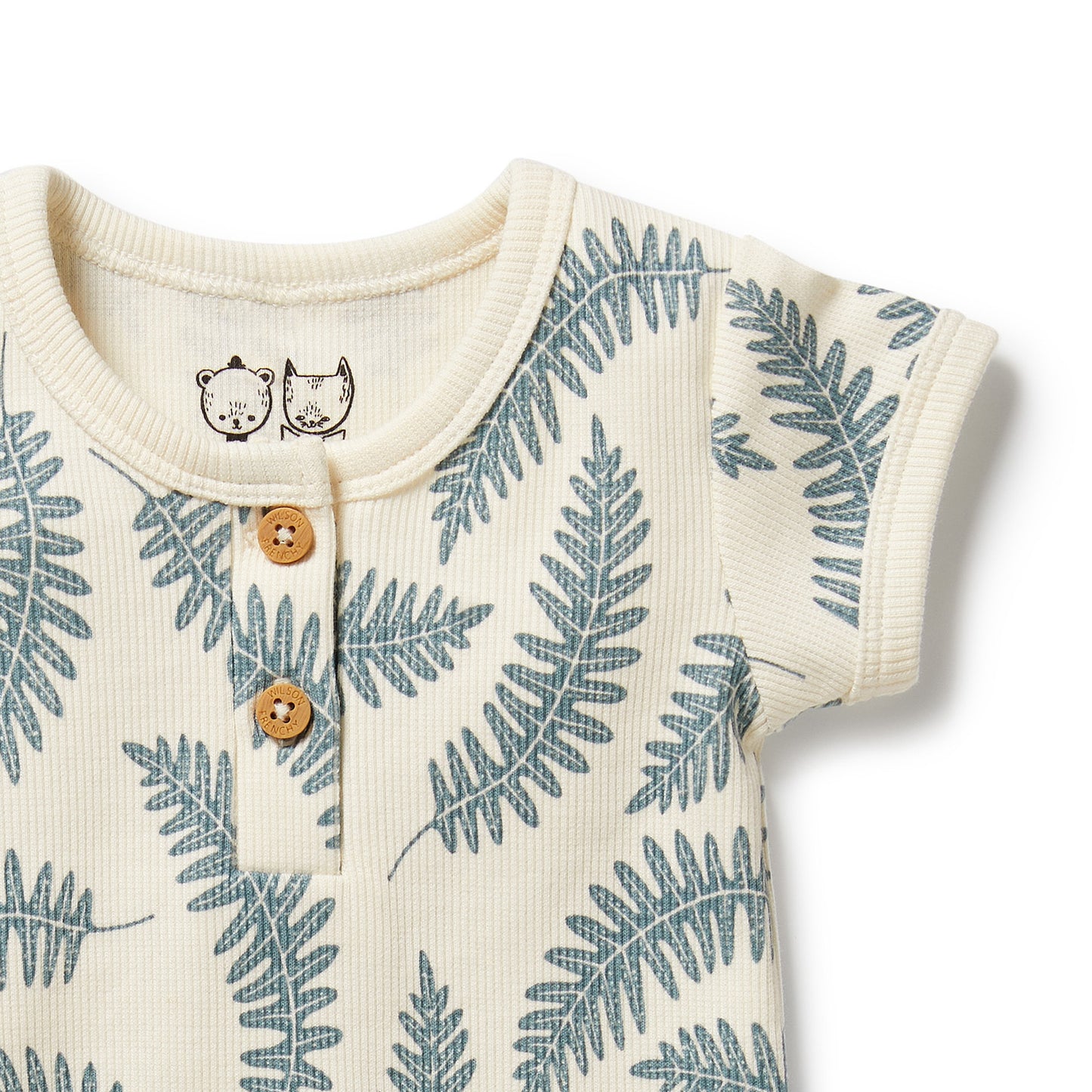 W&F Little Fronds Organic Henley Bodysuit