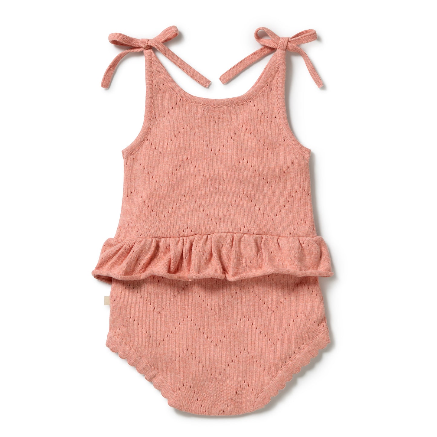 W&F Petal Pink Organic Knitted Pointelle Playsuit