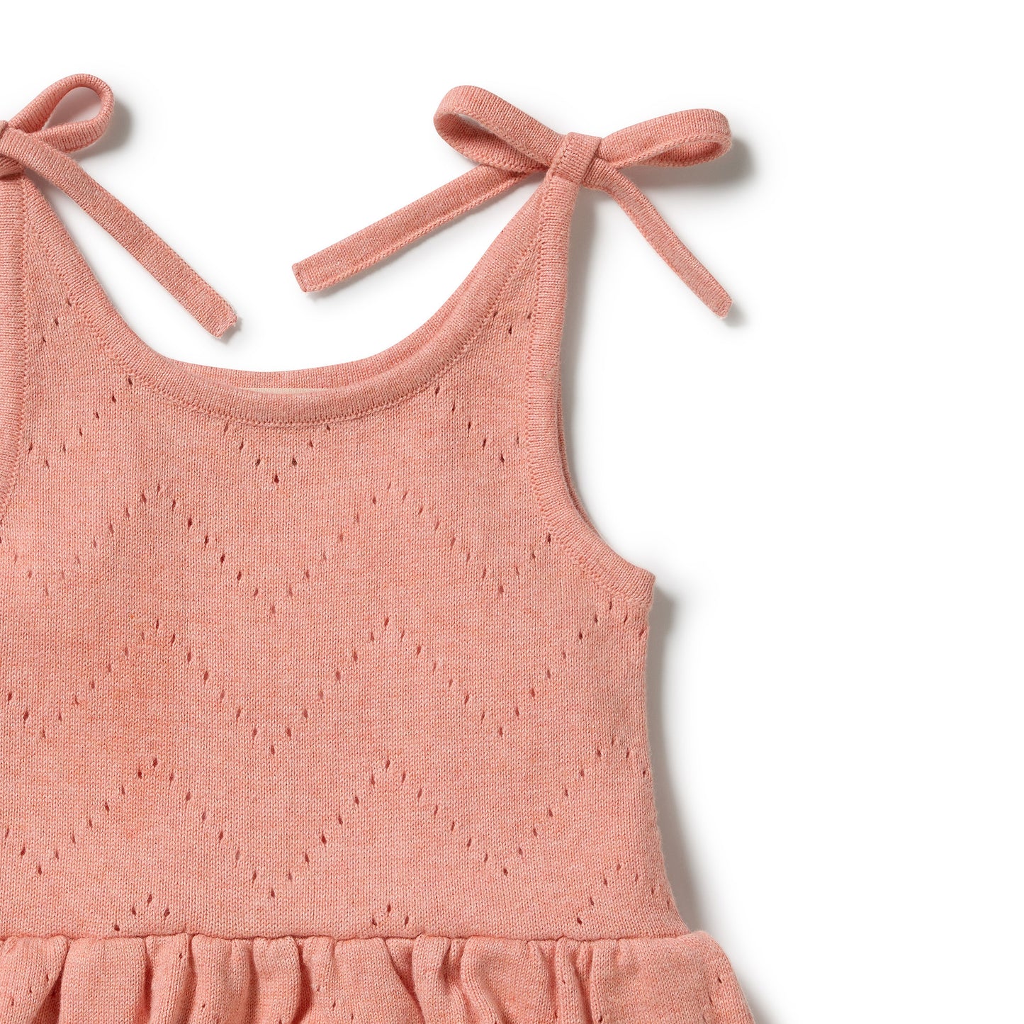 W&F Petal Pink Organic Knitted Pointelle Playsuit