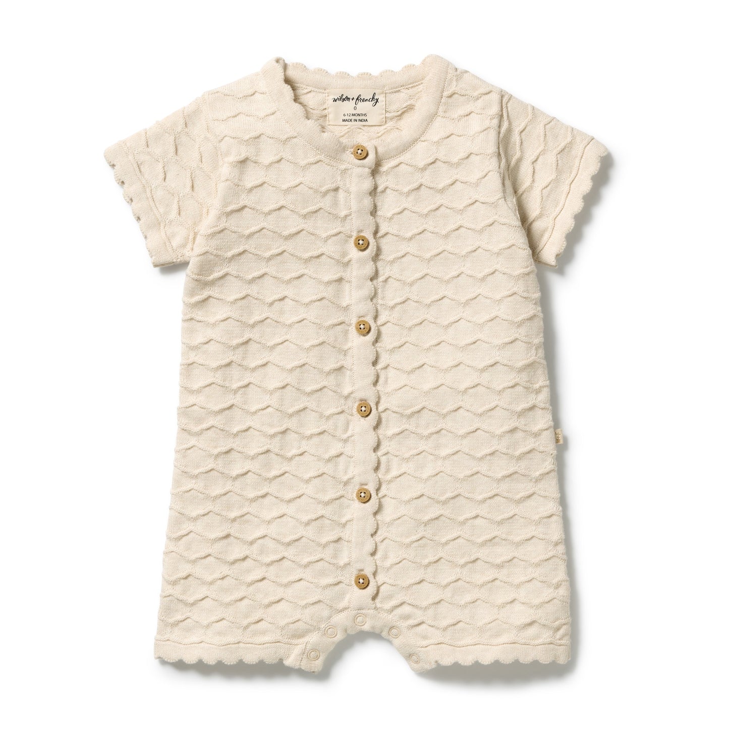 W&F Milk Cloud Organic Knitted Chevron Growsuit