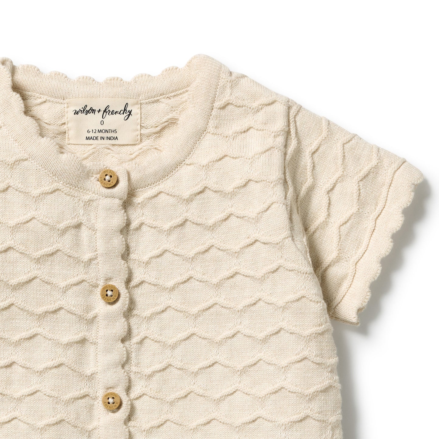 W&F Milk Cloud Organic Knitted Chevron Growsuit
