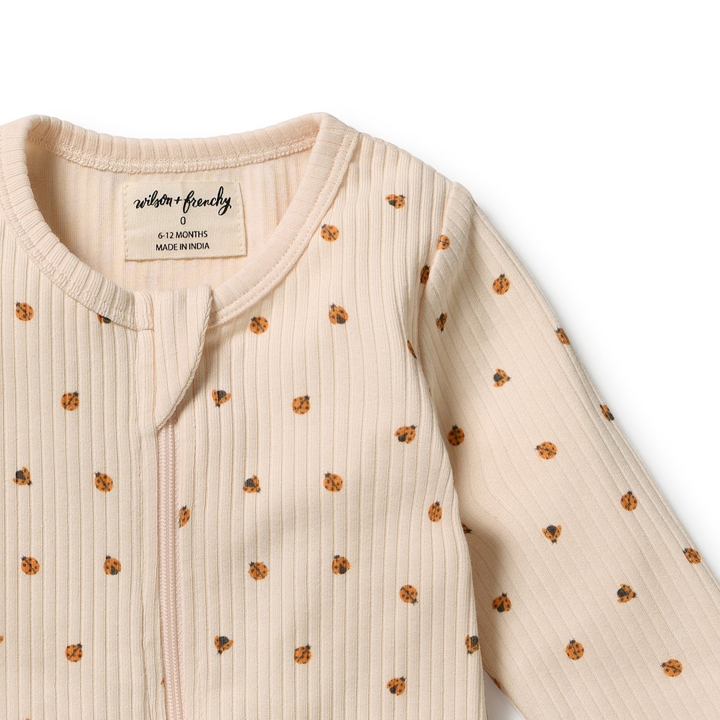 W&F Little Lady Bugs Organic Zipsuit with Feet