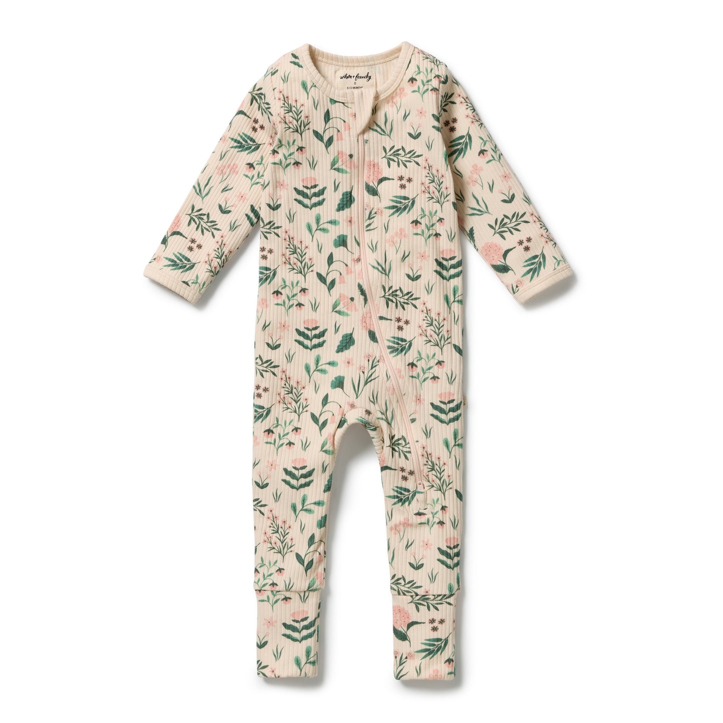 W&F Sweet Bloom Organic Zipsuit with Feet