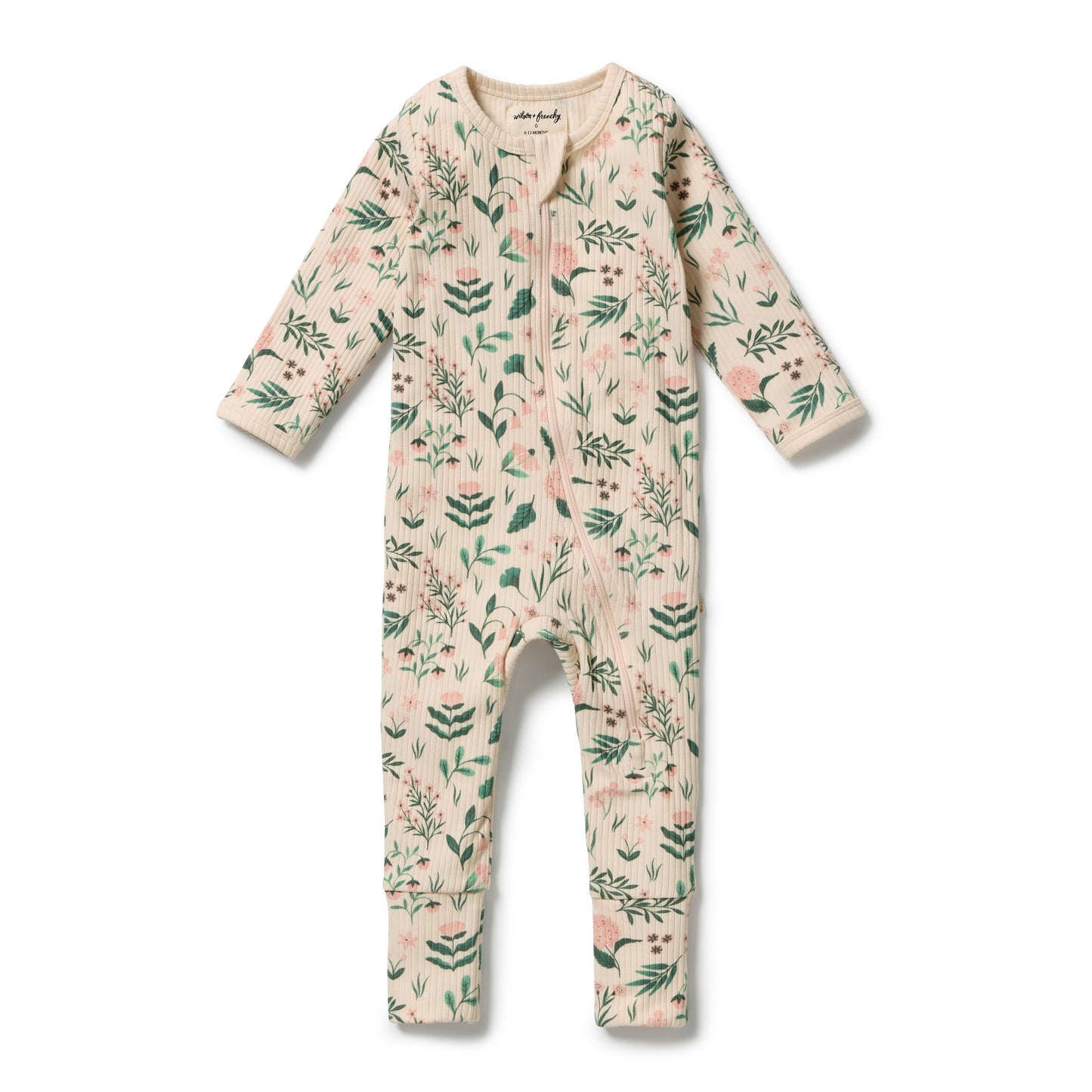 W&F Sweet Bloom Organic Zipsuit with Feet