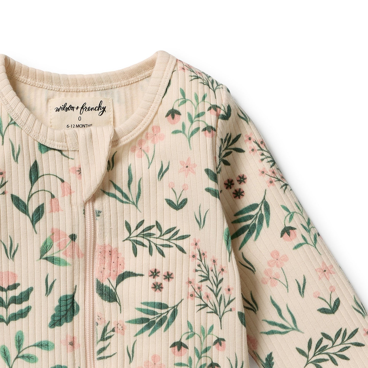 W&F Sweet Bloom Organic Zipsuit with Feet