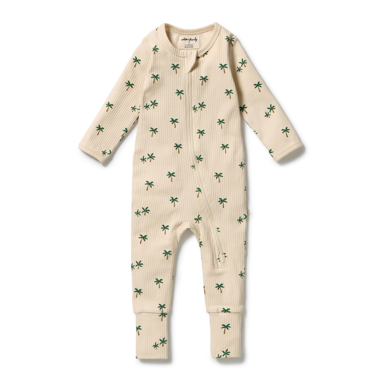 W&F Tiny Palm Organic Zipsuit with Feet