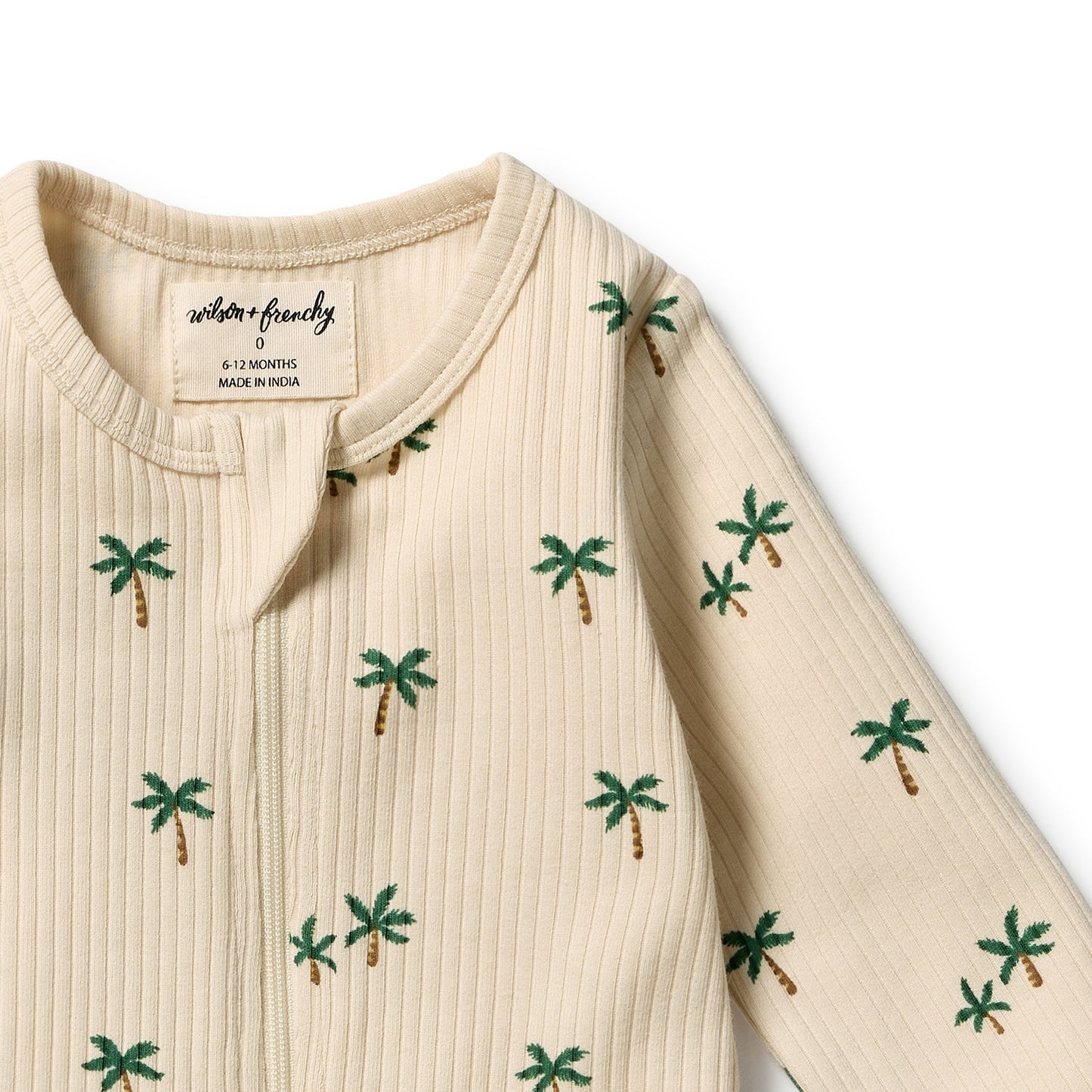 W&F Tiny Palm Organic Zipsuit with Feet