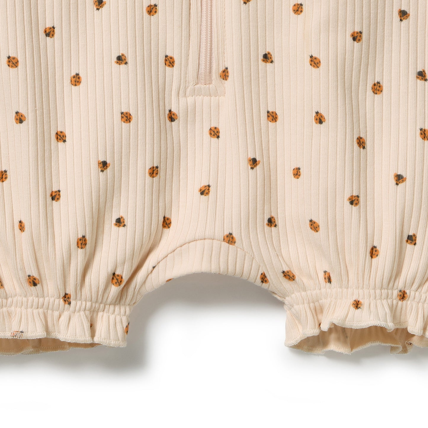 W&F Little Lady Bugs Organic Ruffle Zipsuit