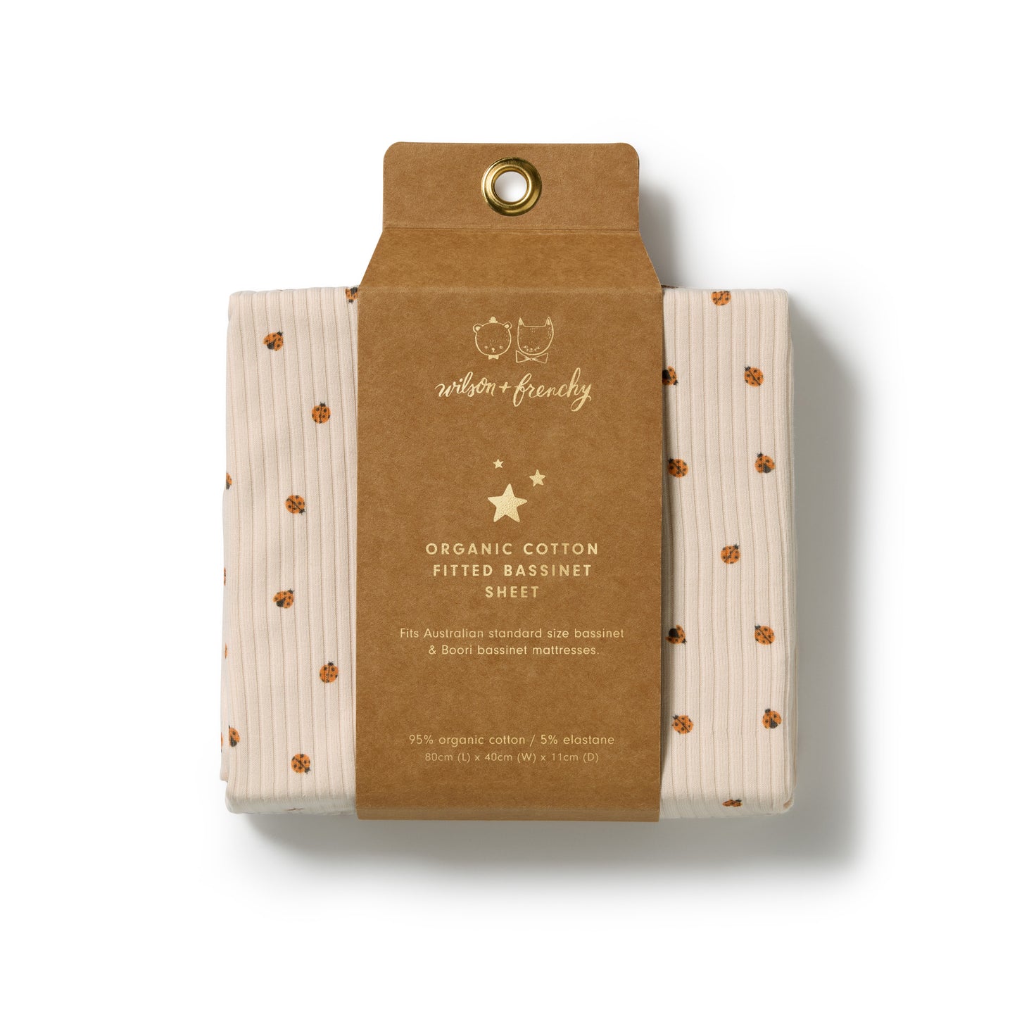 W&F Little Lady Bugs Organic Bassinet Sheet