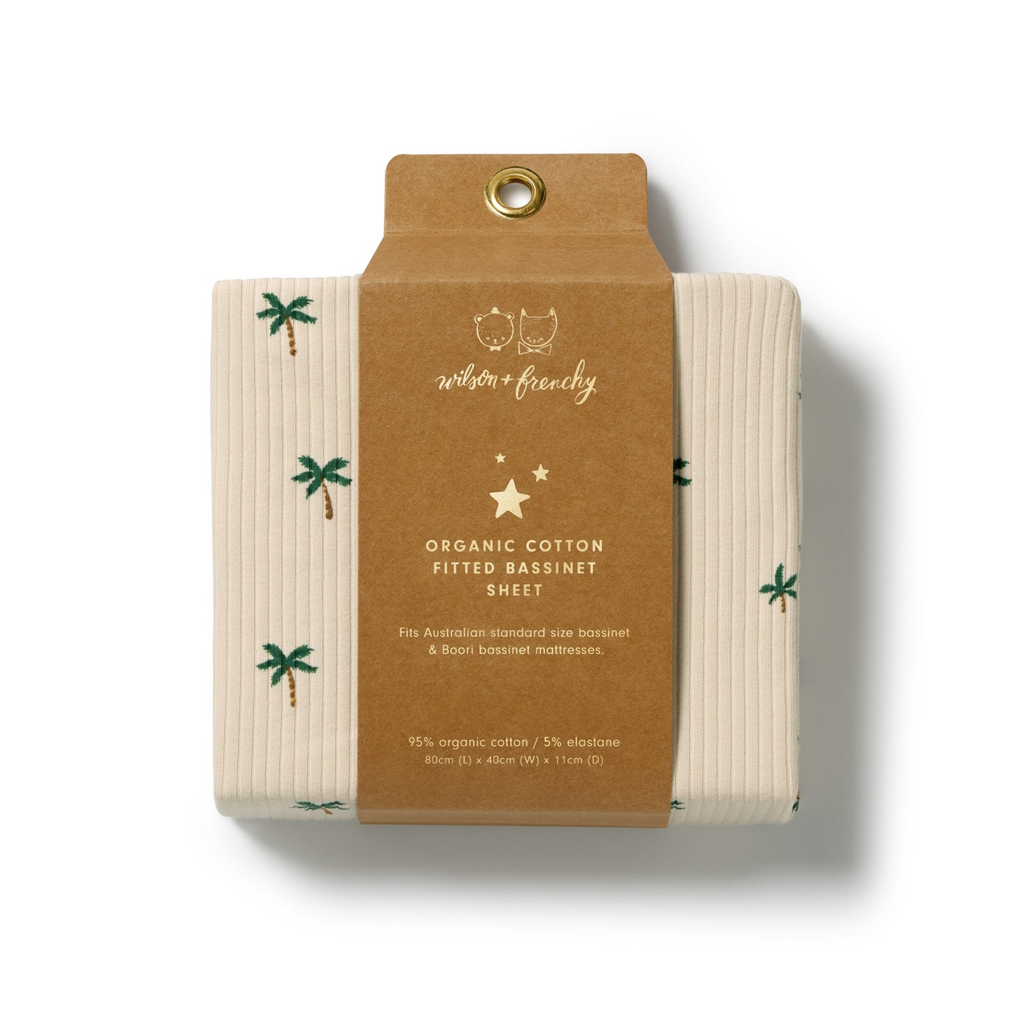 W&F Tiny Palm Organic Bassinet Sheet