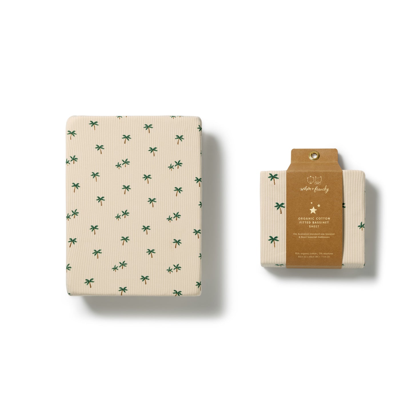 W&F Tiny Palm Organic Bassinet Sheet