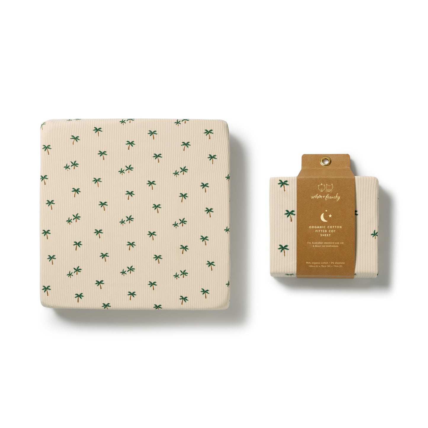 W&F Tiny Palm Organic Cot Sheet
