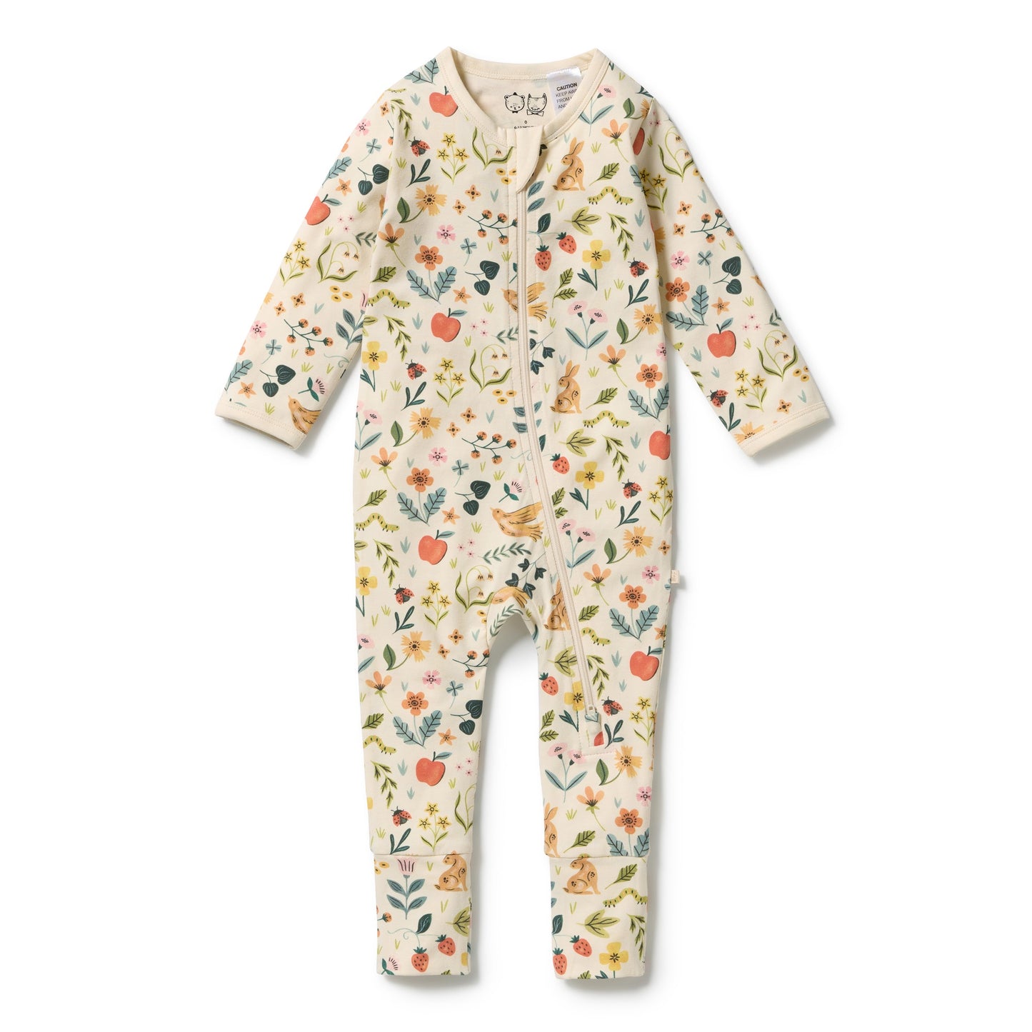 W&F Summer Garden Organic Zipsuit with Feet