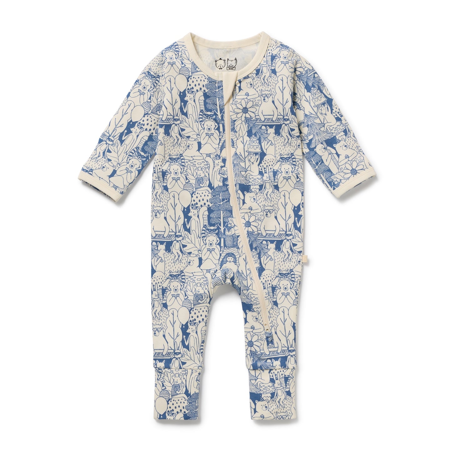 W&F Woodland Adventures Organic Zipsuit with Feet