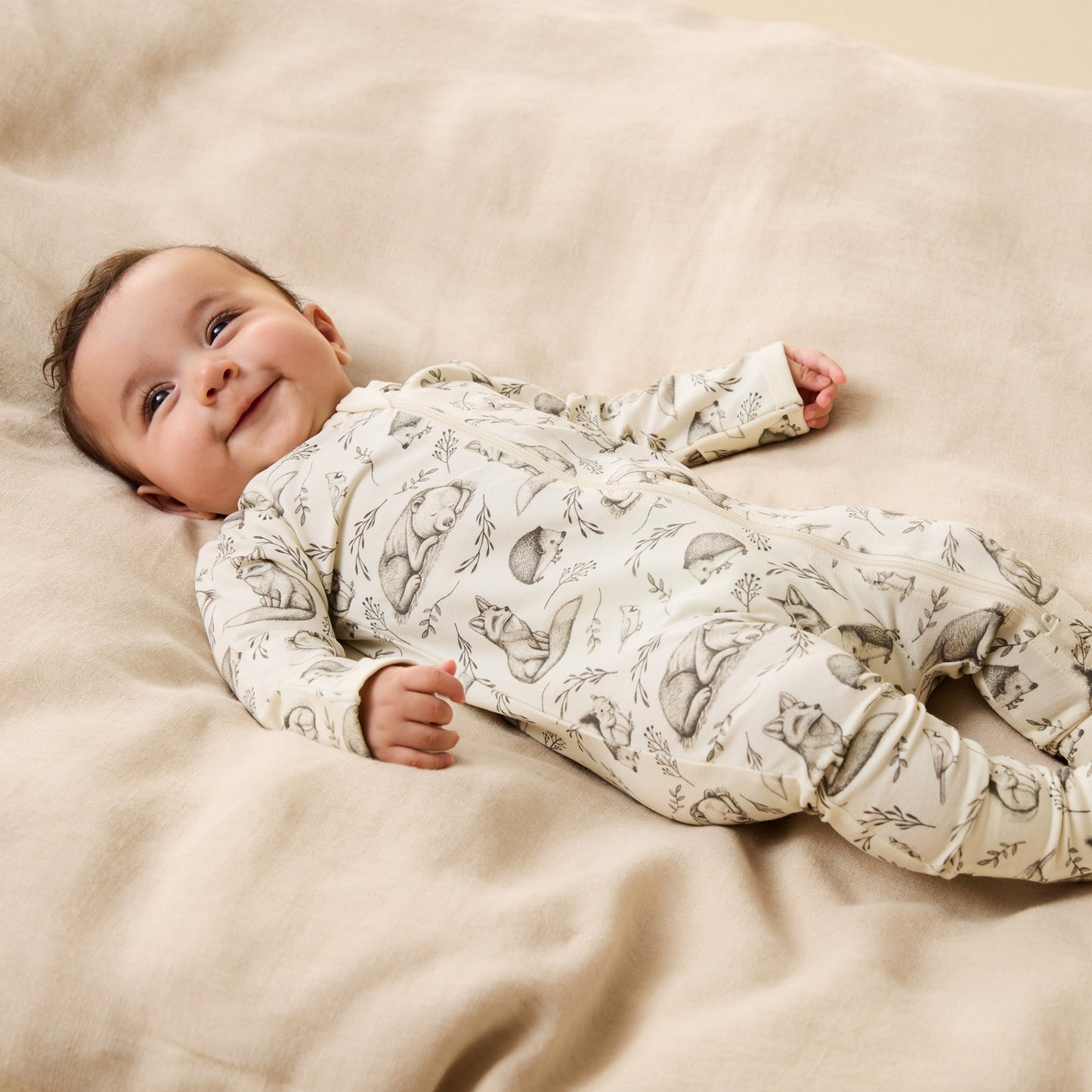 W&F Foxglove Forest Organic Zipsuit with Feet