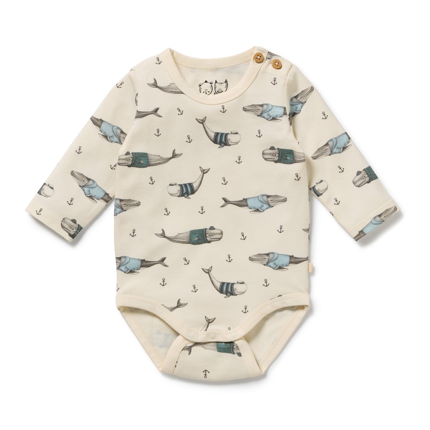 W&F Woolly Whales Organic Bodysuit