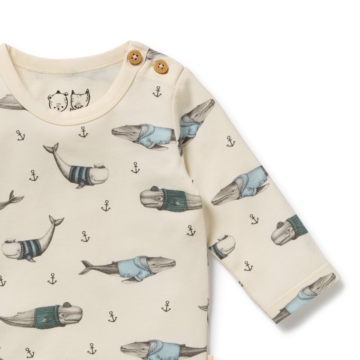 W&F Woolly Whales Organic Bodysuit