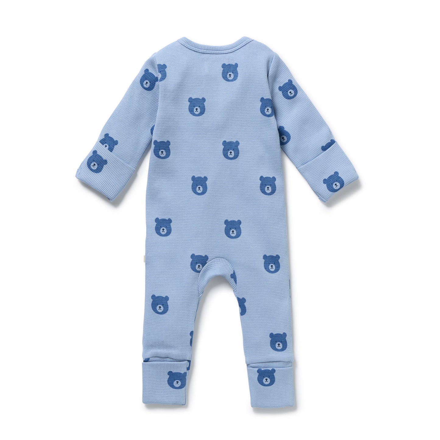 W&F Bear Hugs Organic Waffle Zipsuit