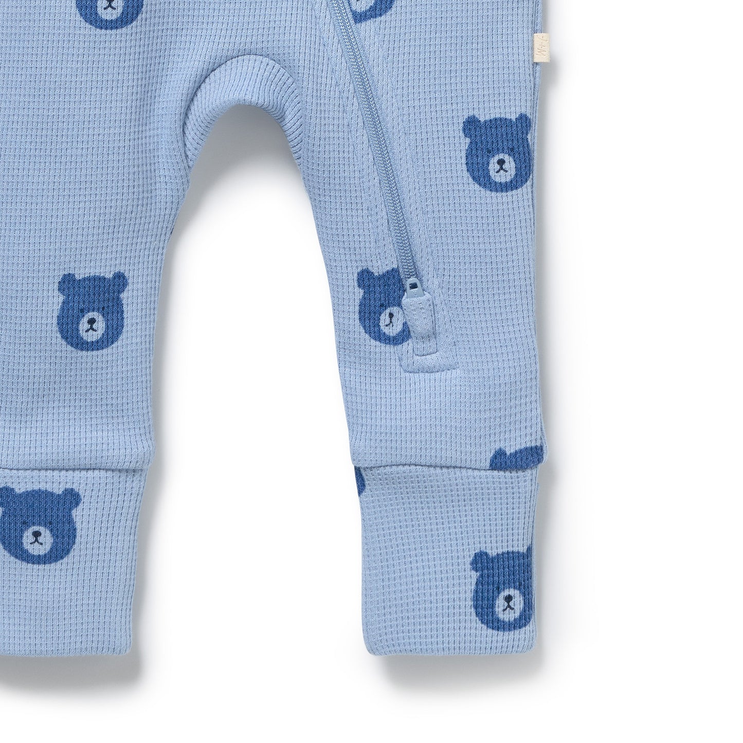 W&F Bear Hugs Organic Waffle Zipsuit