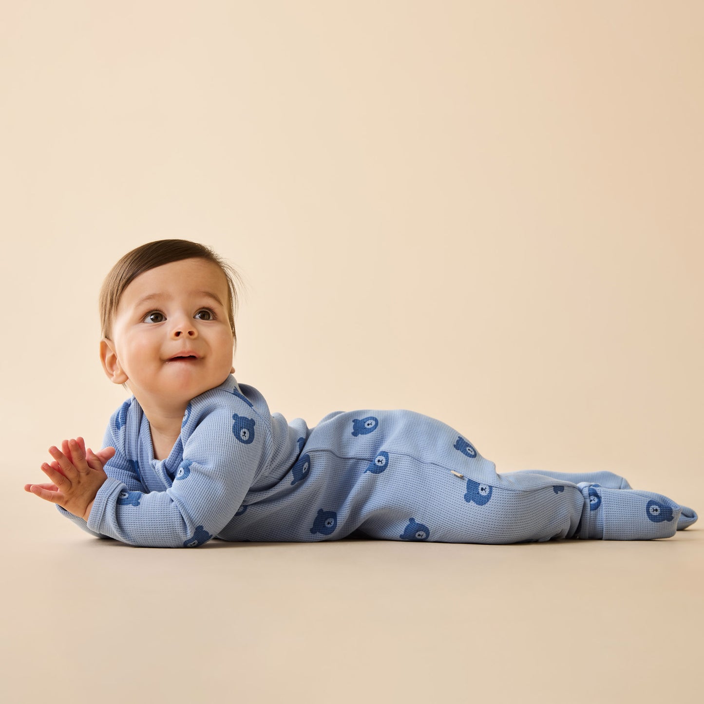 W&F Bear Hugs Organic Waffle Zipsuit