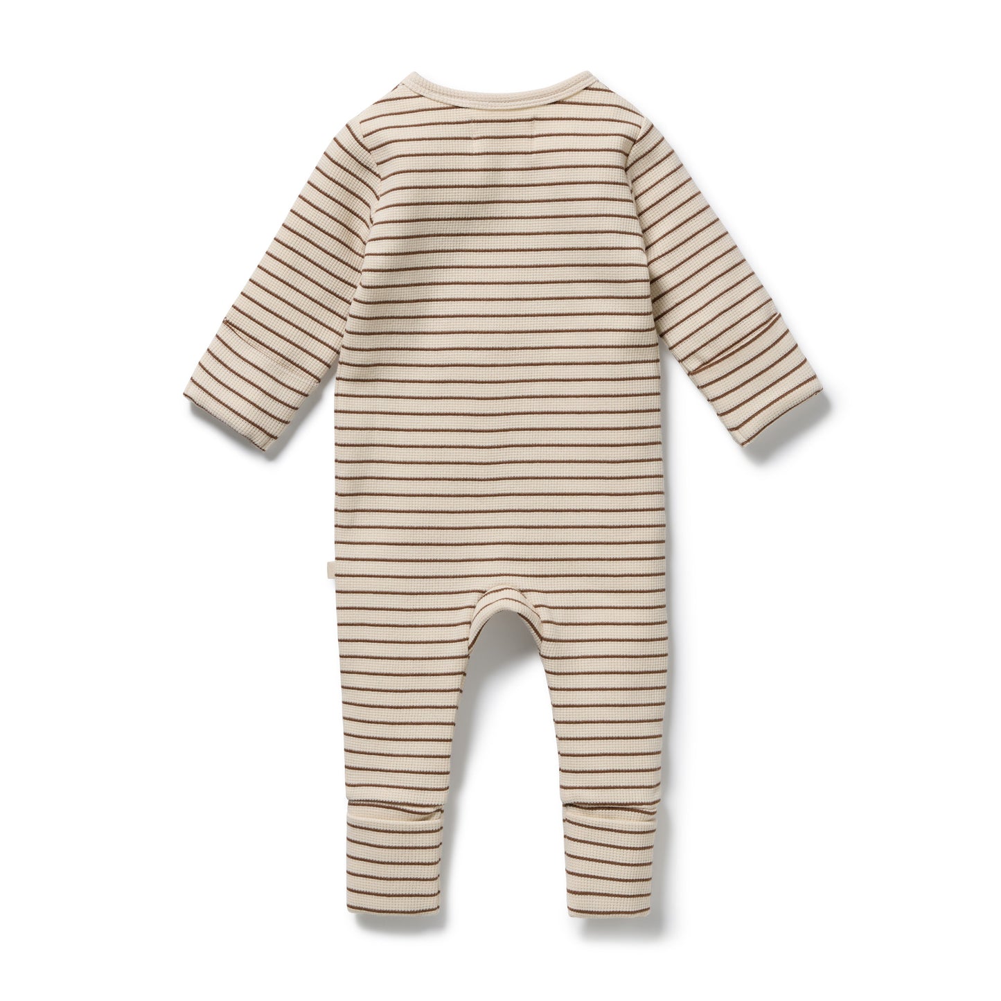 W&F Nutmeg Stripe Organic Waffle Zipsuit