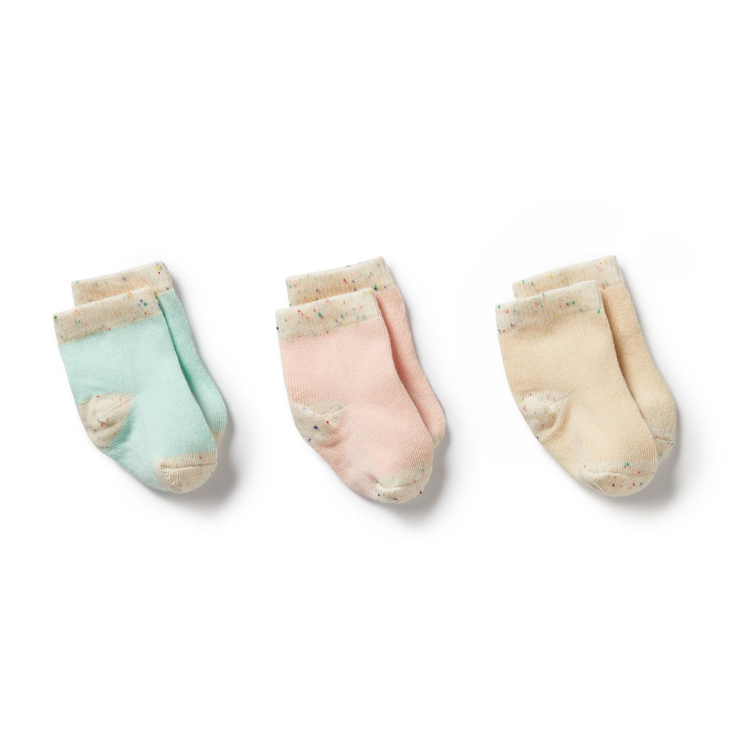 WF Organic 3 Pack Baby Socks - Mint Green, Cream, Pink