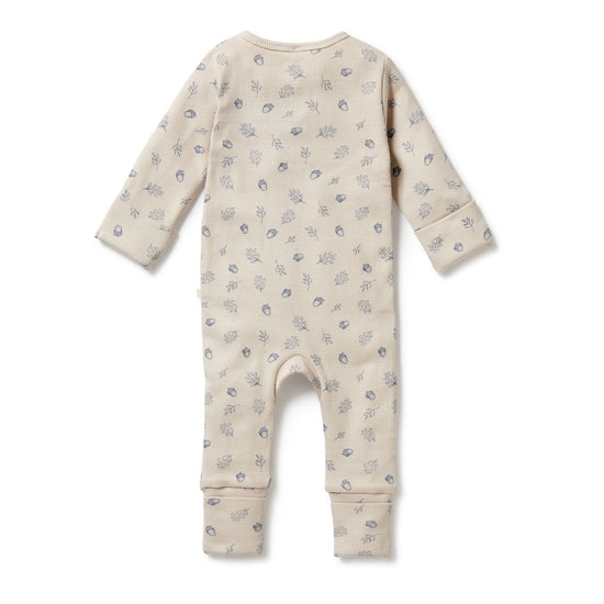 WF Falling Oak Organic Zipsuit with Feet