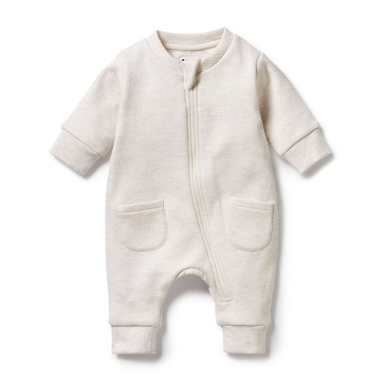 WF Oatmeal Organic Quilted Growsuit