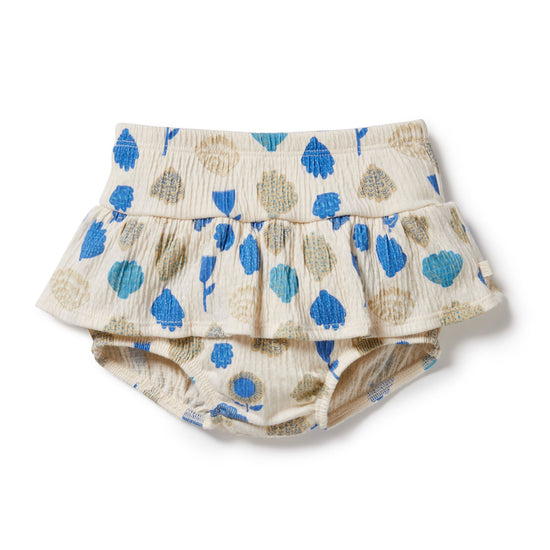 WF Crinkle Cotton Ruffle Nappy Pant - Ocean Breeze