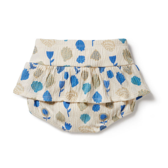 WF Crinkle Cotton Ruffle Nappy Pant - Ocean Breeze