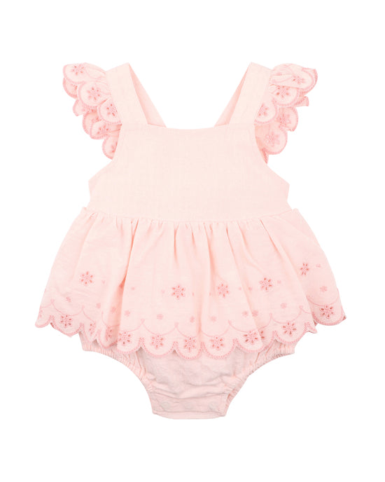 Bebe Tillie Broidery Layered Bodysuit - Peachy Pink