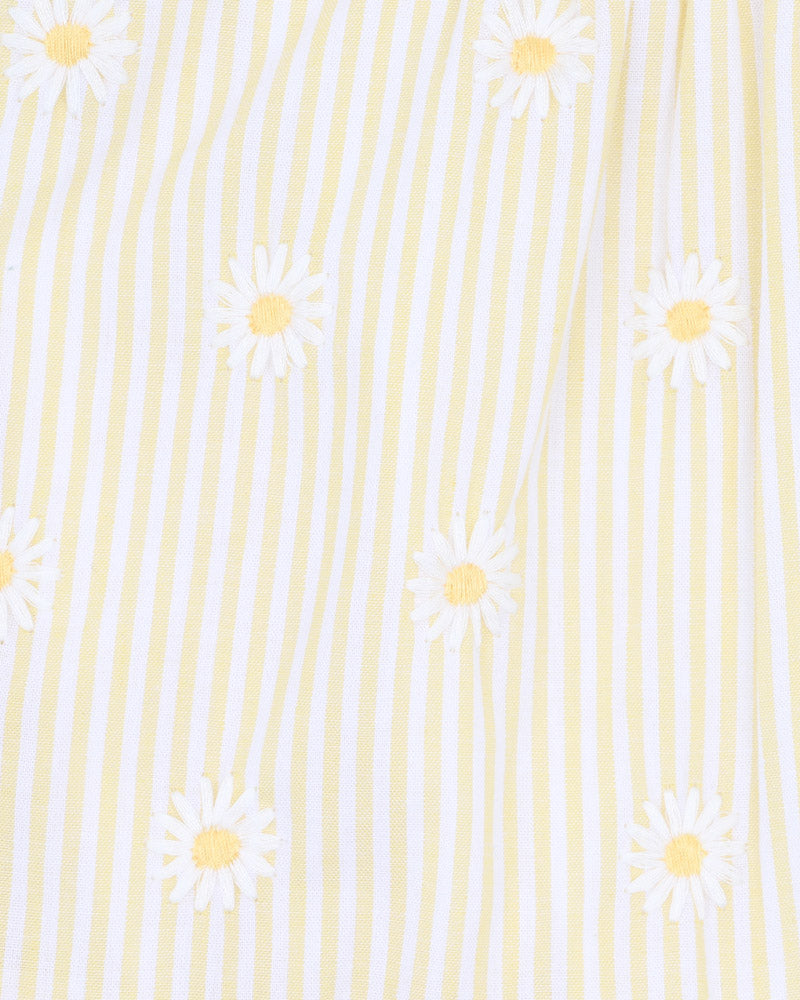 Bebe Tillie Embroidery Daisy Overlay Dress - Lemon Stripe