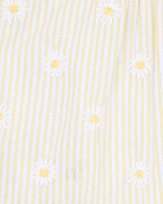 Bebe Tillie Embroidery Daisy Overlay Dress - Lemon Stripe