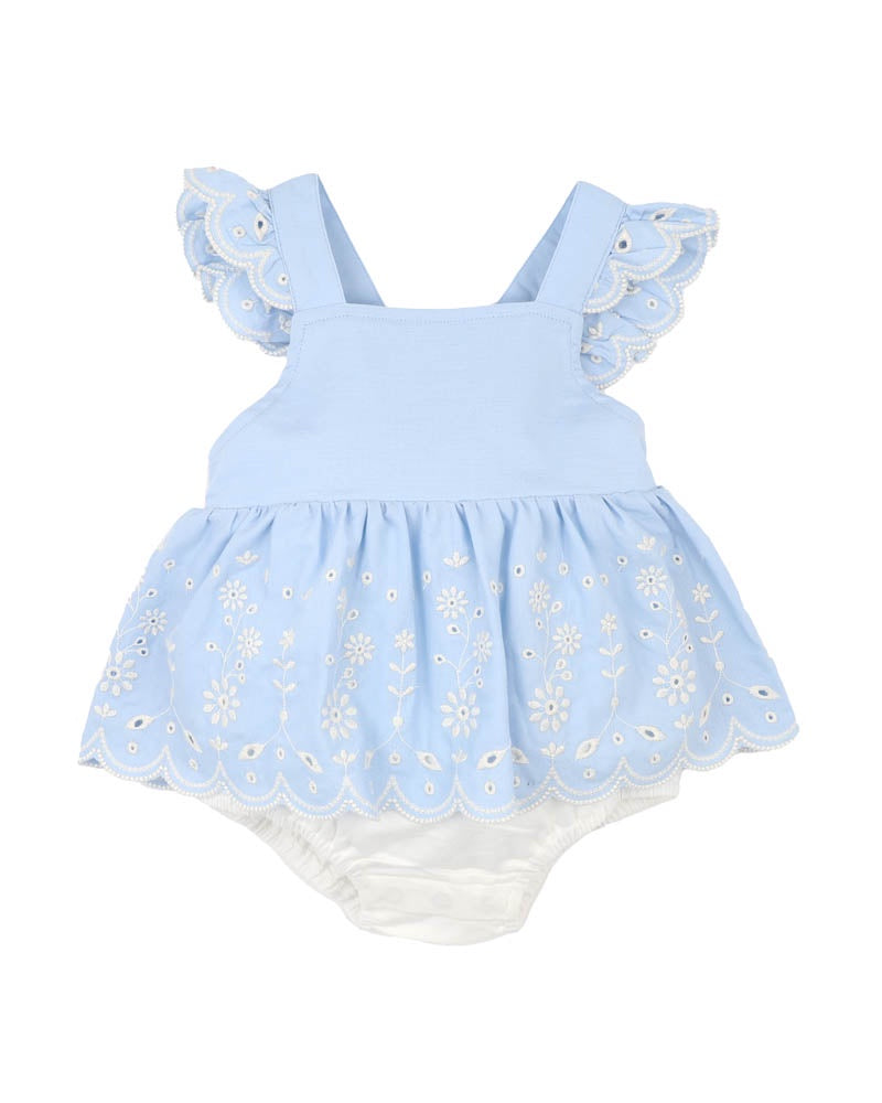 Bebe Zara Emb. Overlay Dress - Sky Blue