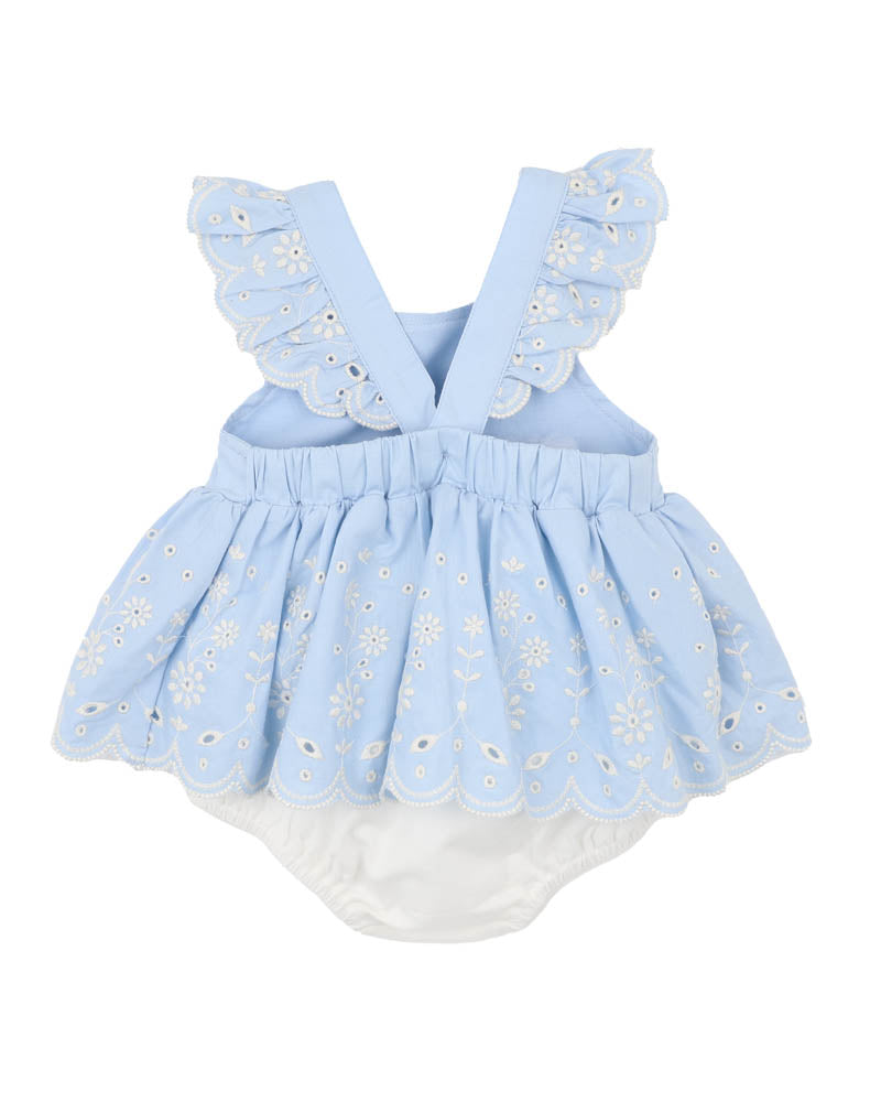 Bebe Zara Emb. Overlay Dress - Sky Blue