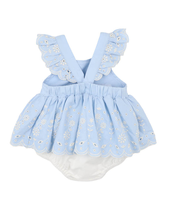 Bebe Zara Emb. Overlay Dress - Sky Blue