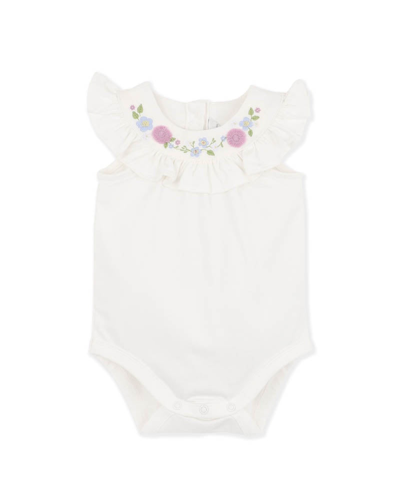 Bebe Zara Frill Yoke Bodysuit - Snow