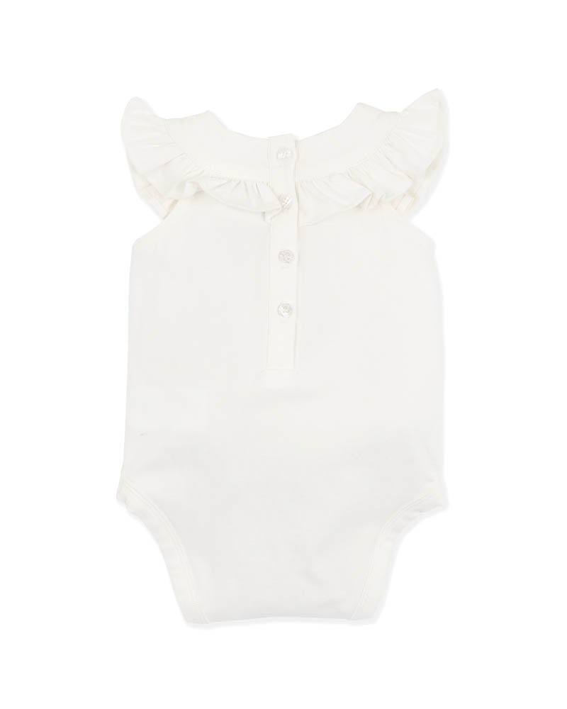 Bebe Zara Frill Yoke Bodysuit - Snow